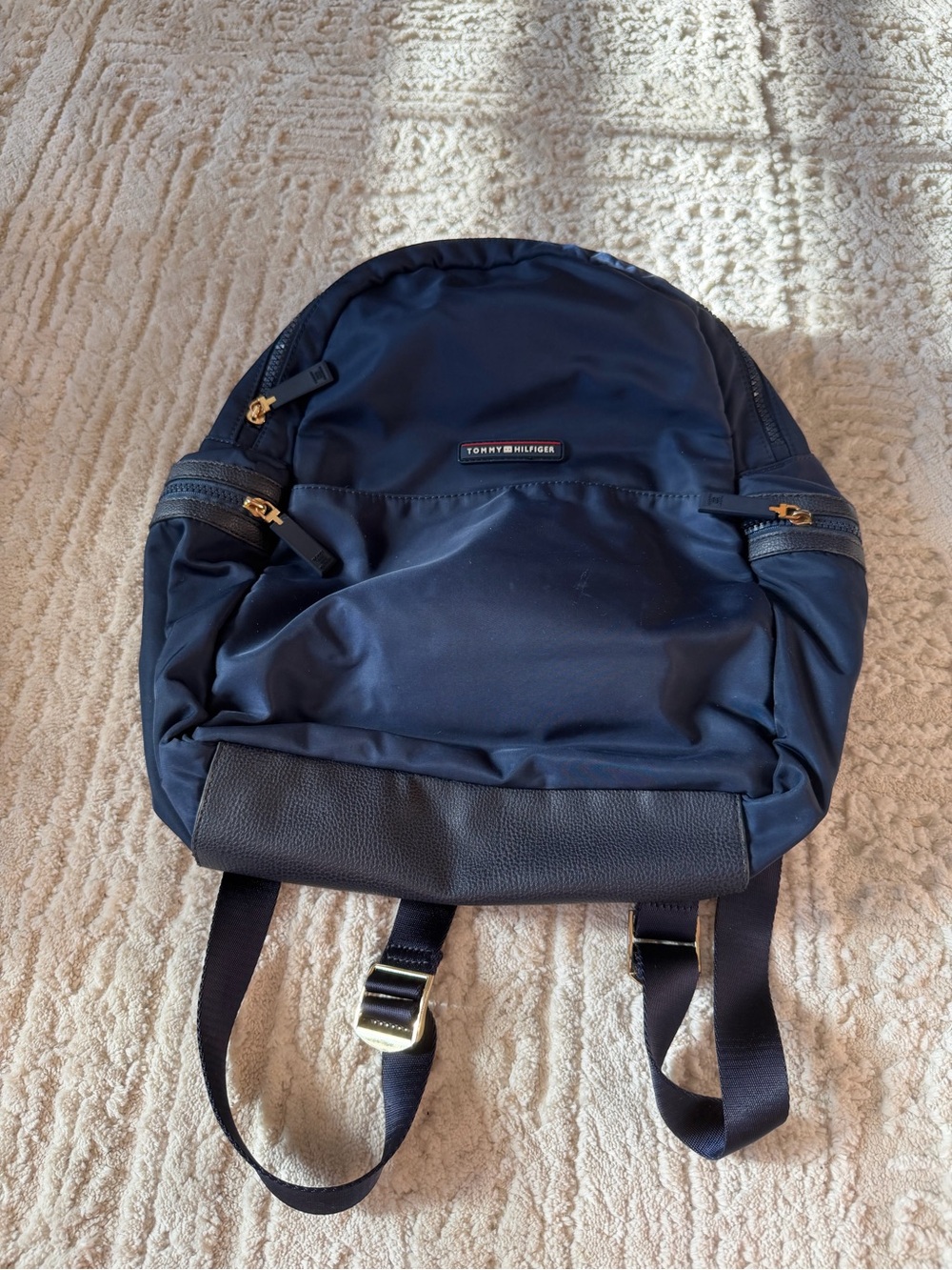 Tommy Hilfiger Navy Blue Backpack with Gold Hardware